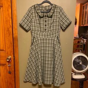 Voodoo Vixen Olive Plaid Dress